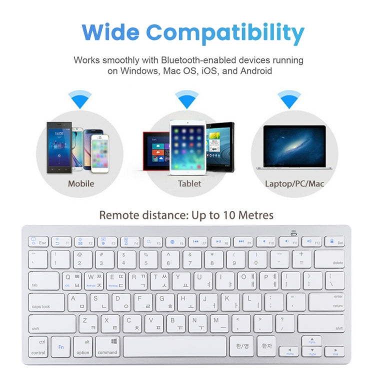 WB-8022 Ultra-thin Wireless Bluetooth Keyboard for iPad, Samsung, Huawei, Xiaomi, Tablet PCs or Smartphones, Ko Language Keys My Store