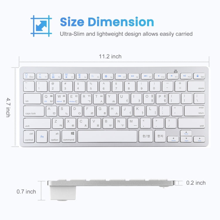 WB-8022 Ultra-thin Wireless Bluetooth Keyboard for iPad, Samsung, Huawei, Xiaomi, Tablet PCs or Smartphones, Ko Language Keys