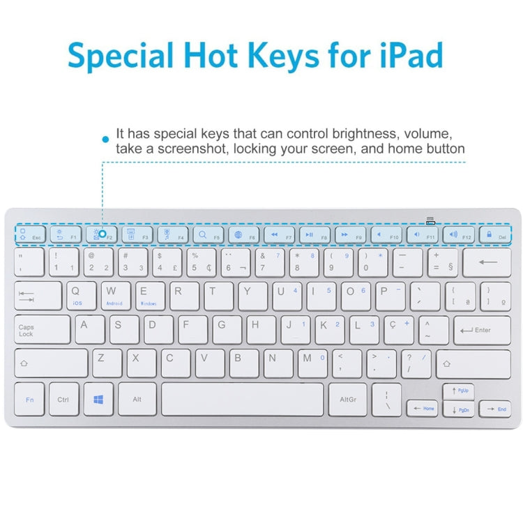 WB-8022 Ultra-thin Wireless Bluetooth Keyboard for iPad, Samsung, Huawei, Xiaomi, Tablet PCs or Smartphones, Portuguese Keys My Store