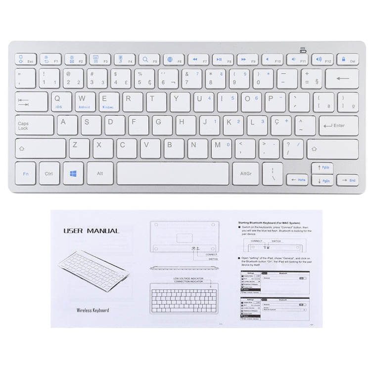 WB-8022 Ultra-thin Wireless Bluetooth Keyboard for iPad, Samsung, Huawei, Xiaomi, Tablet PCs or Smartphones, Portuguese Keys My Store