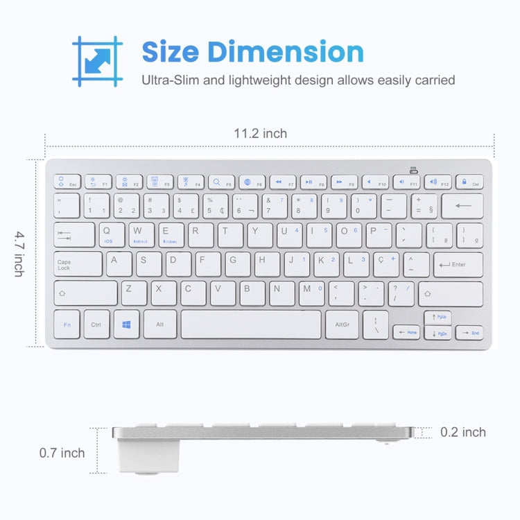 WB-8022 Ultra-thin Wireless Bluetooth Keyboard for iPad, Samsung, Huawei, Xiaomi, Tablet PCs or Smartphones, Portuguese Keys