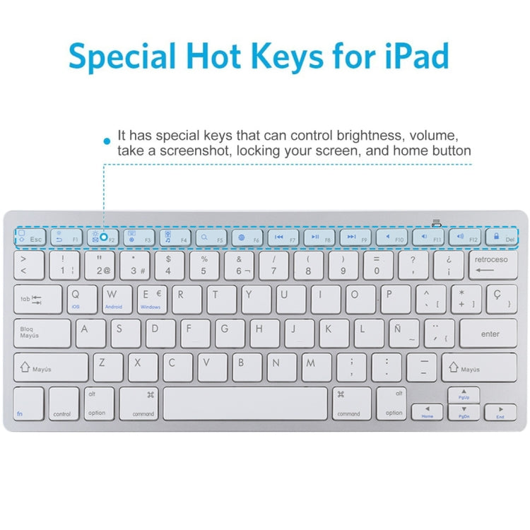 WB-8022 Ultra-thin Wireless Bluetooth Keyboard for iPad, Samsung, Huawei, Xiaomi, Tablet PCs or Smartphones, Spanish Keys My Store