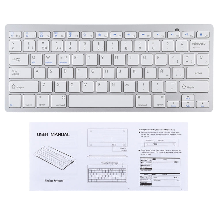 WB-8022 Ultra-thin Wireless Bluetooth Keyboard for iPad, Samsung, Huawei, Xiaomi, Tablet PCs or Smartphones, Spanish Keys My Store