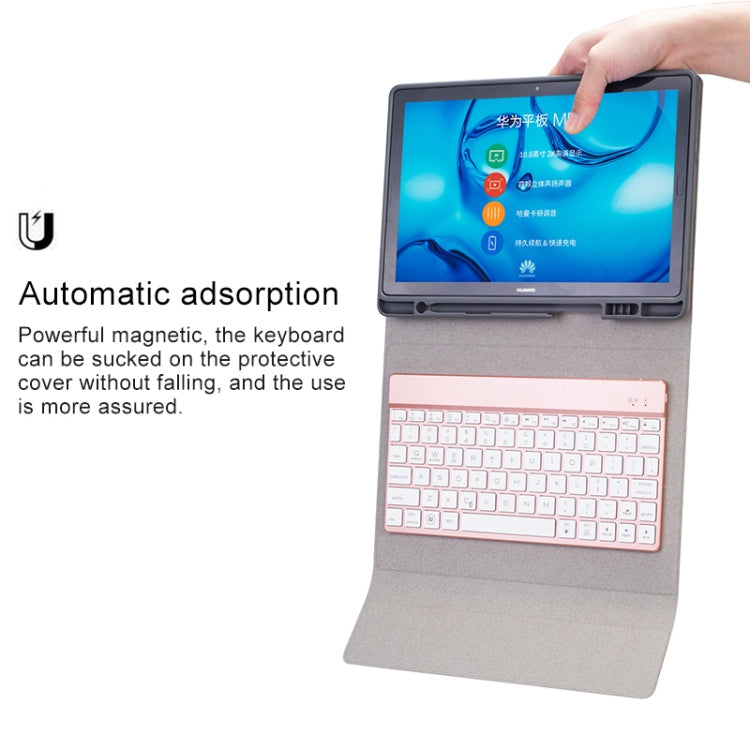 HW108A Detachable Magnetic Colorful Backlight Plastic Bluetooth Keyboard + Silk Pattern TPU Tablet Case for Huawei MediaPad M5 10.8 Pro / 10.8, with Pen Slot & Bracket My Store