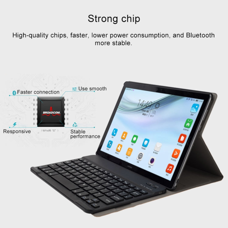 HW108A Detachable Magnetic Colorful Backlight Plastic Bluetooth Keyboard + Silk Pattern TPU Tablet Case for Huawei MediaPad M5 10.8 Pro / 10.8, with Pen Slot & Bracket