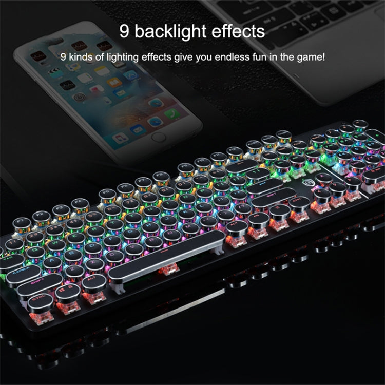 MSEZ HJK900-7 104-keys Electroplated Transparent Character Punk Keycap Colorful Backlit Wired Mechanical Gaming Keyboard My Store