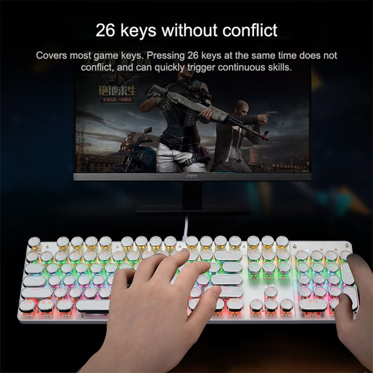 MSEZ HJK900-7 104-keys Electroplated Transparent Character Punk Keycap Colorful Backlit Wired Mechanical Gaming Keyboard My Store