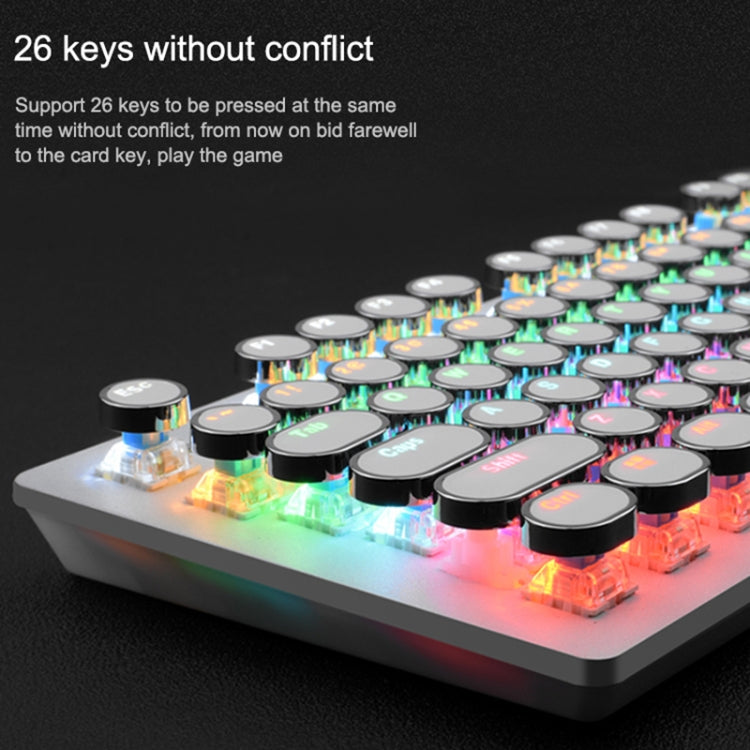 MSEZ HJK920-7 104-keys Electroplated Transparent Character Punk Keycap Colorful Backlit Wired Mechanical Gaming Keyboard, Support Autonomous Shaft Change