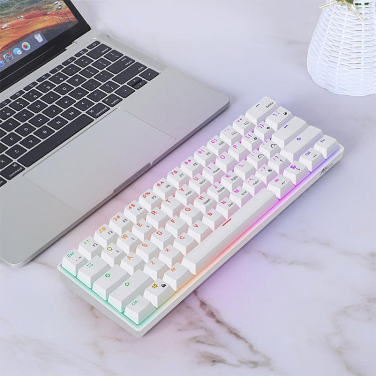 RK61 61 Keys Bluetooth / 2.4G Wireless / USB Wired Three Modes Red Switch Tablet Mobile Gaming Mechanical Keyboard with RGB Backlight, Cable Length: 1.5m My Store