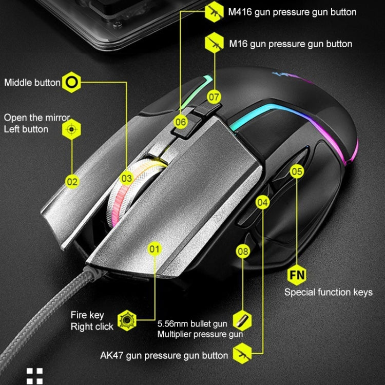 Y-FRUITFUL Y2 Detachable Macro Programming Mechanical Gaming Mouse