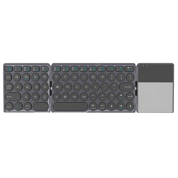 B052 Universal Round Keycap Mini Three-fold Bluetooth Wireless Keyboard with Touchpad