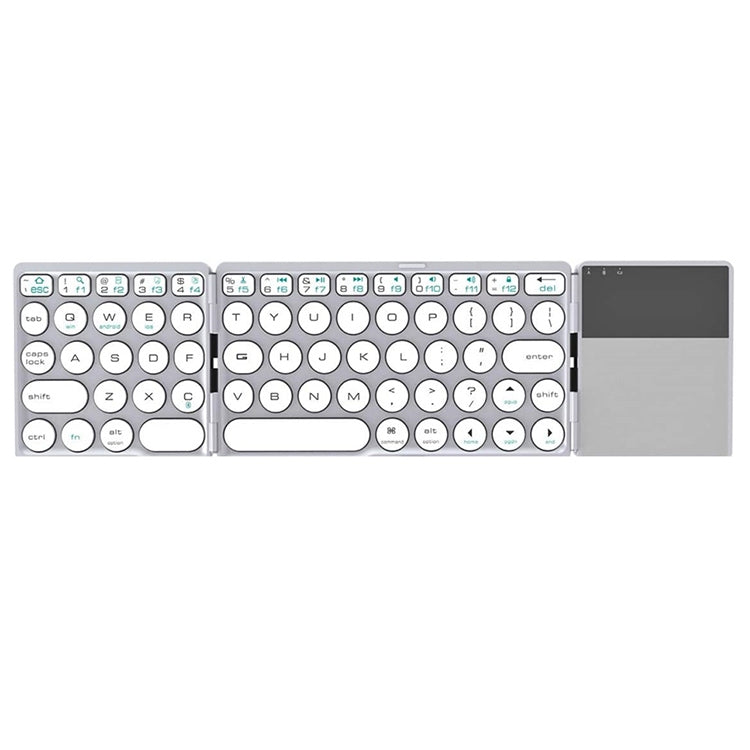 B052 Universal Round Keycap Mini Three-fold Bluetooth Wireless Keyboard with Touchpad