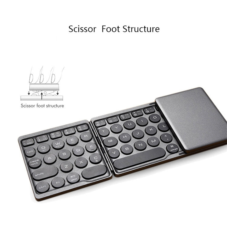 B052 Universal Round Keycap Mini Three-fold Bluetooth Wireless Keyboard with Touchpad