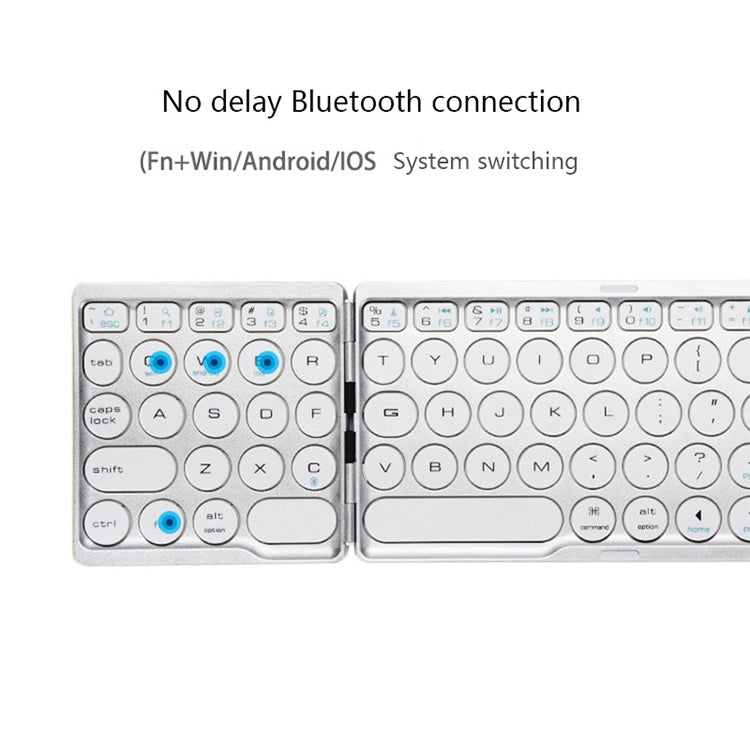 B052 Universal Round Keycap Mini Three-fold Bluetooth Wireless Keyboard with Touchpad