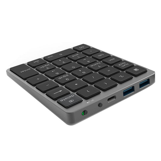 N970 Pro Dual Modes Aluminum Alloy Rechargeable Wireless Bluetooth Numeric Keyboard with USB HUB