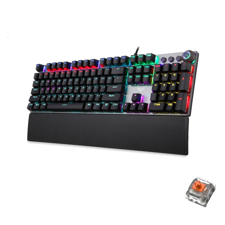 AULA F2088 108 Keys Mixed Light Mechanical Brown Switch Wired USB Gaming Keyboard with Metal Button My Store