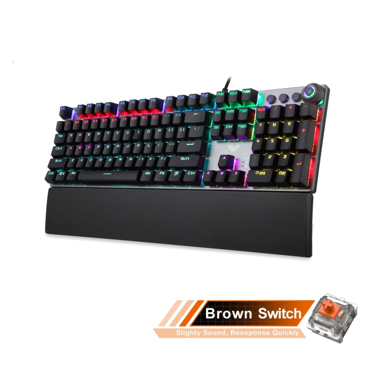 AULA F2088 108 Keys Mixed Light Mechanical Brown Switch Wired USB Gaming Keyboard with Metal Button My Store