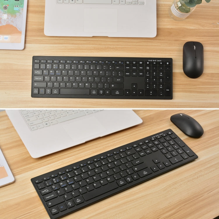 169 2.4Ghz + Bluetooth  Dual Mode Wireless Keyboard + Mouse Kit, Compatible with iSO & Android & Windows