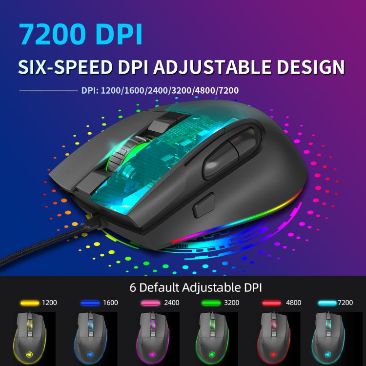 HXSJ A905 8-buttons 7200 DPI Programmable Wired Gaming Mouse, Cable Length: 1.6m My Store