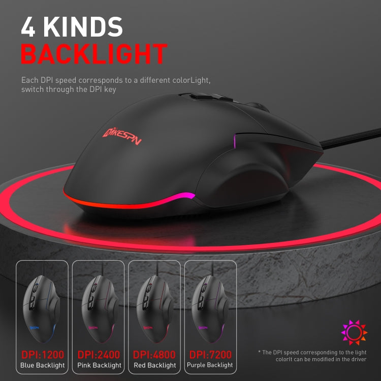 MKESPN X11 7-buttons 7200DPI RGB Wired Macro-definition Gaming Mouse