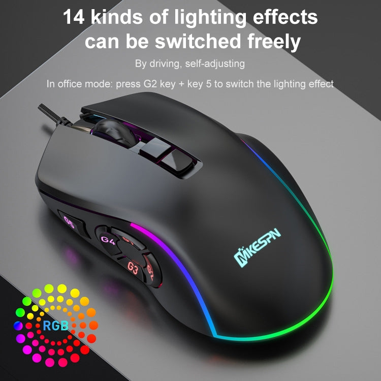 MKESPN X9 10 Buttons 7200DPI RGB Macro Definition Gaming Wired Mouse My Store