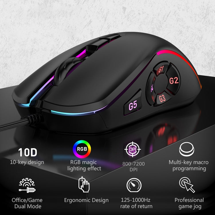 MKESPN X9 10 Buttons 7200DPI RGB Macro Definition Gaming Wired Mouse My Store