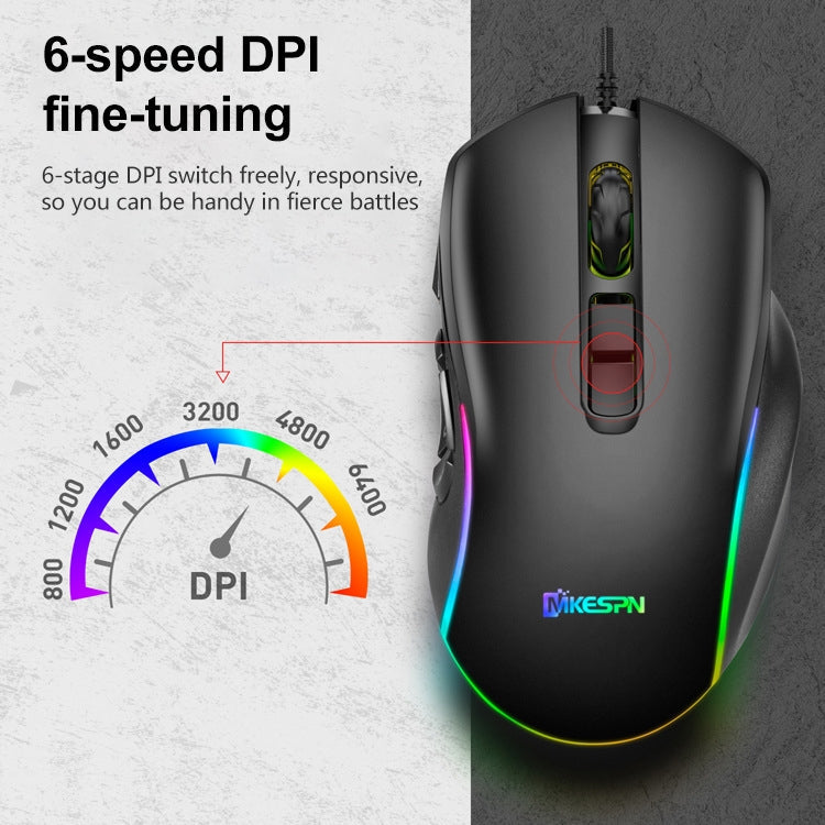 MKESPN X9 10 Buttons 7200DPI RGB Macro Definition Gaming Wired Mouse My Store