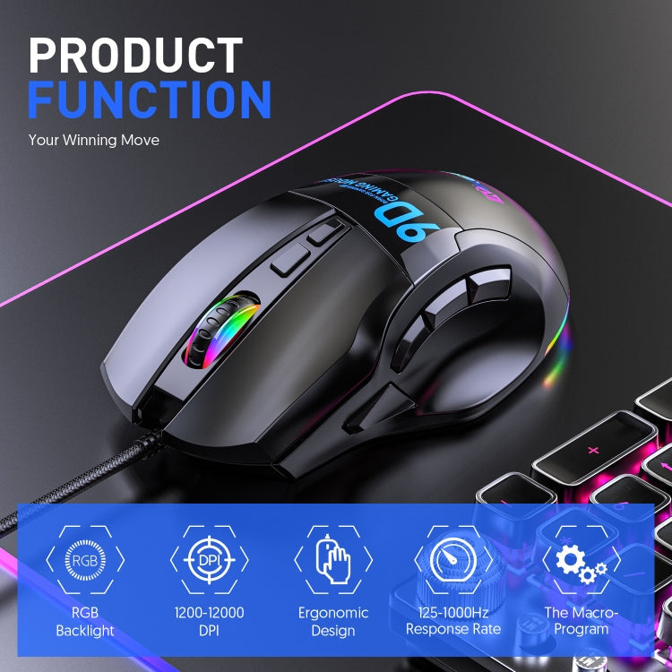 MKESPN X10 9-Buttons RGB Wired Macro Definition Gaming Mouse My Store