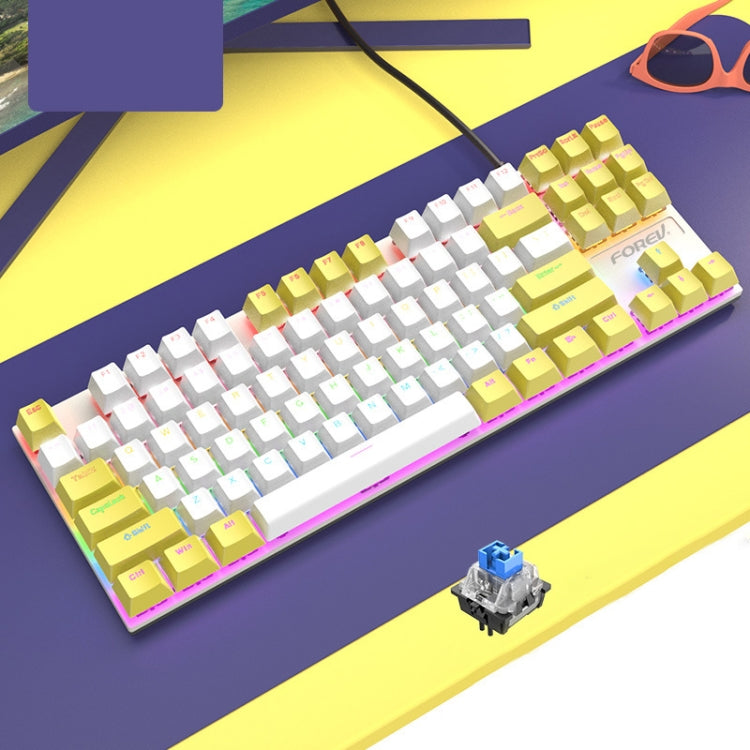 FOREV FV-301 87-keys Blue Axis Mechanical Gaming Keyboard, Cable Length: 1.6m My Store