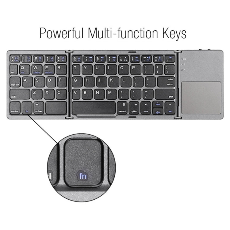 B033 Rechargeable 3-Folding 64 Keys Bluetooth Wireless Keyboard with Touchpad My Store