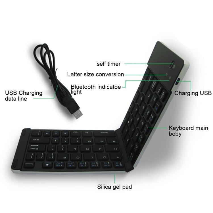 F66 Foldable Bluetooth Wireless 66 Keys Keyboard, Support Android / Windows / iOS