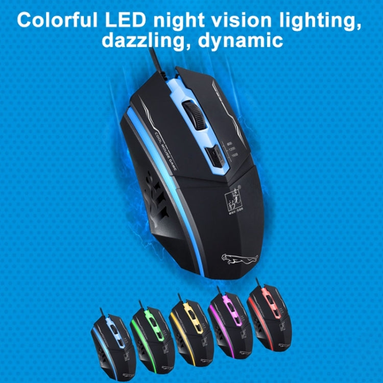 Chasing Leopard 199 USB 1600DPI Three-speed Adjustable LED Backlight Wired Optical Gaming Mouse, Length: 1.3m