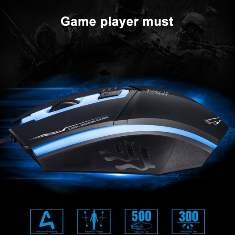 Chasing Leopard 199 USB 1600DPI Three-speed Adjustable LED Backlight Wired Optical Gaming Mouse, Length: 1.3m