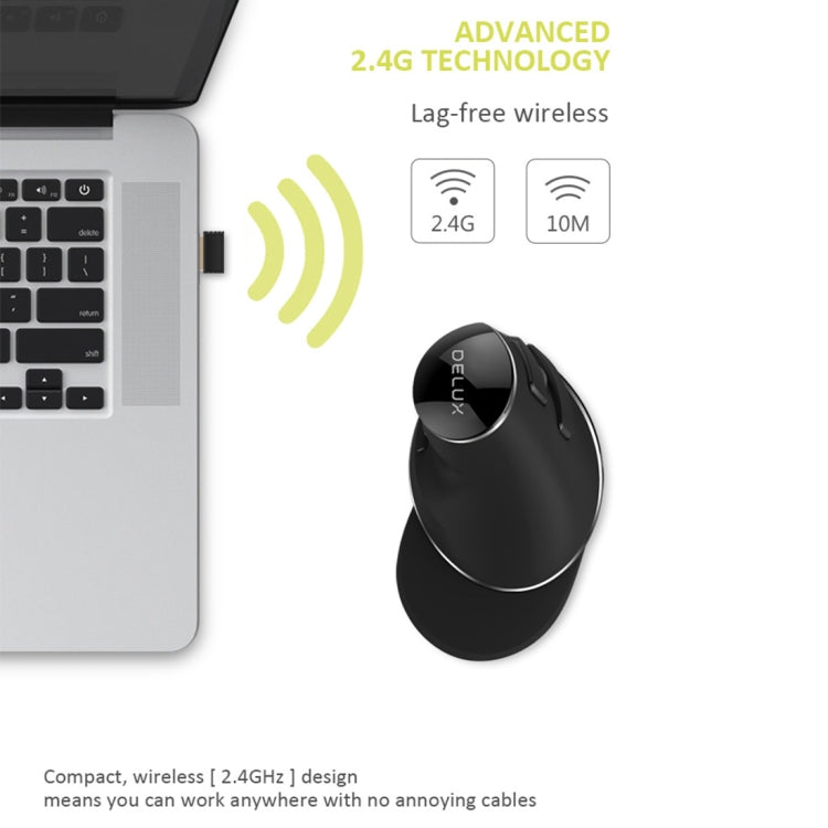 DELUX M618 Plus 2.4G 1600DPI Wireless Portable Vertical Ergonomic Mouse