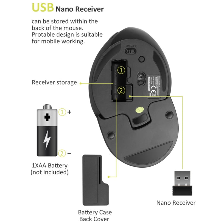 DELUX M618 Plus 2.4G 1600DPI Wireless Portable Vertical Ergonomic Mouse My Store