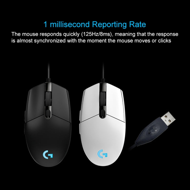 Logitech G102 6-keys RGB Glowing 6000DPI Five-speed Adjustable Wired Optical Gaming Mouse, Length: 2m