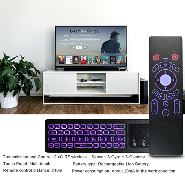 T6 Colorful Light Version Air Mouse 2.4GHz Wireless Keyboard Remote Controller with Touchpad & IR Learning for PC, Android TV Box / Smart TV, Multi-media Devices