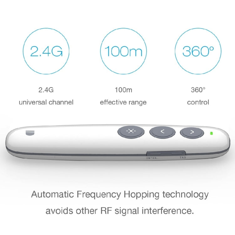 Doosl DSIT007 2.4GHz Rechargeable Powerpoint Presentation Wireless Cliker Remote Control Pen, Control Distance: 100m(White) My Store