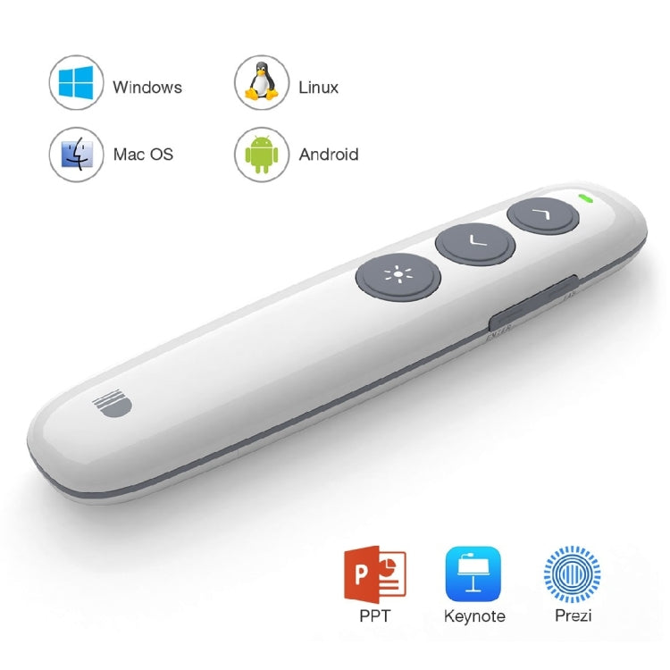 Doosl DSIT007 2.4GHz Rechargeable Powerpoint Presentation Wireless Cliker Remote Control Pen, Control Distance: 100m(White) My Store