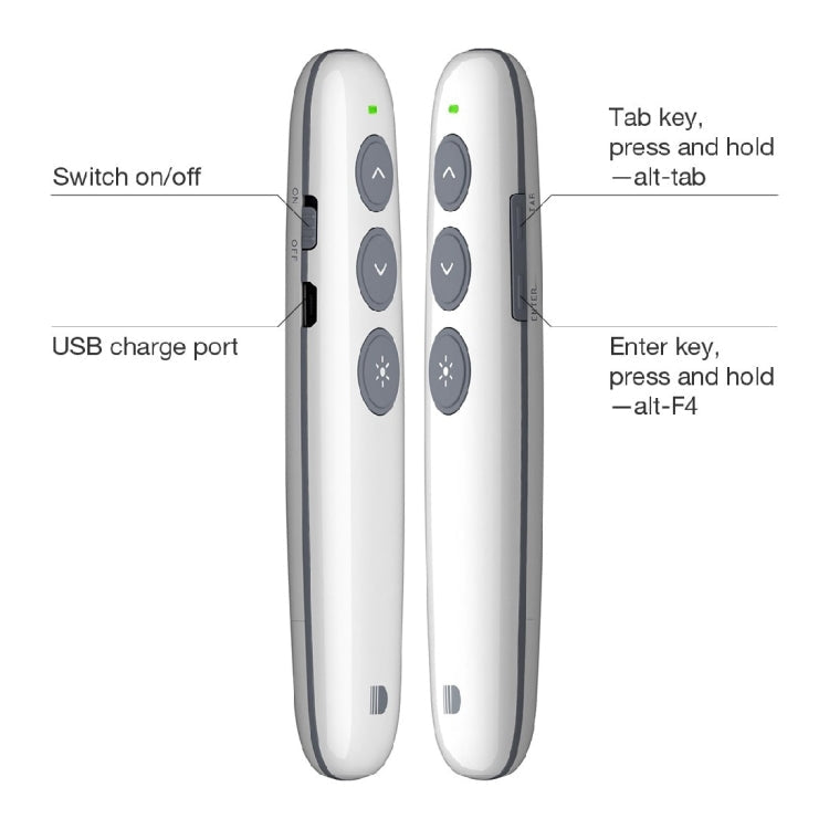 Doosl DSIT007 2.4GHz Rechargeable Powerpoint Presentation Wireless Cliker Remote Control Pen, Control Distance: 100m(White) My Store