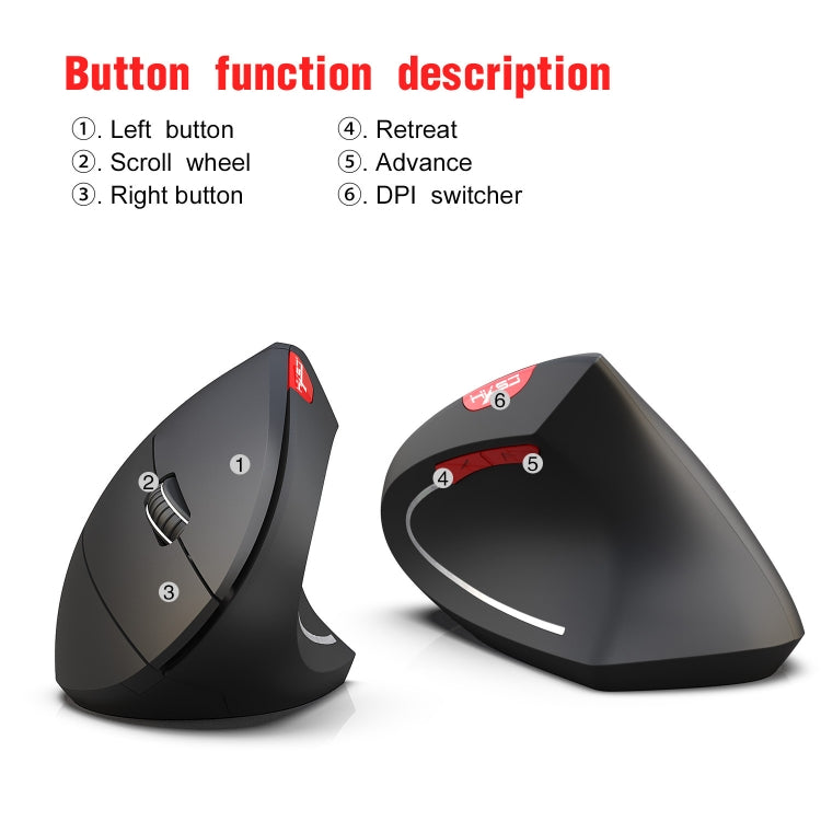 HXSJ T29 Bluetooth 3.0 Wireless Bluetooth 6-Keys 2400 DPI Adjustable Ergonomics Optical Vertical Mouse My Store