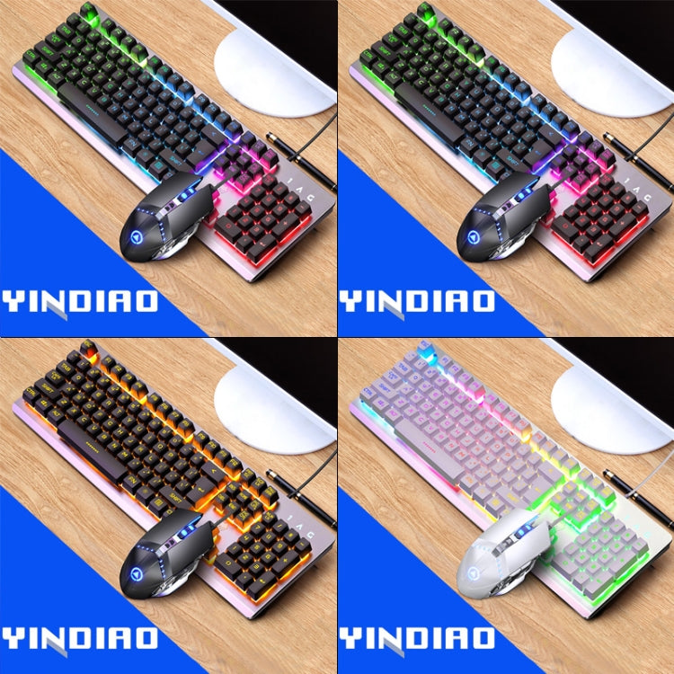 YINDIAO K002 USB Wired Mechanical Feel RGB Backlight Keyboard + Optical Silent Mouse Set