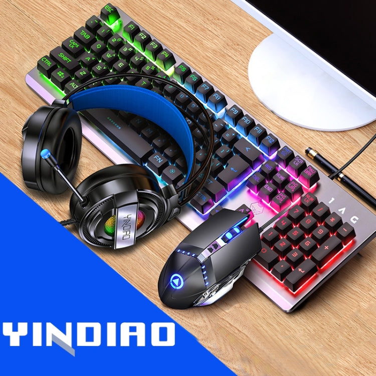 YINDIAO K002 USB Wired Mechanical Feel RGB Backlight Keyboard + Optical Mouse + Headset Set