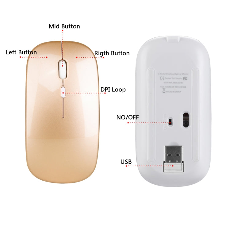 HXSJ M80 2.4GHz Wireless 1600DPI Three-speed Adjustable Optical Mute Mouse My Store