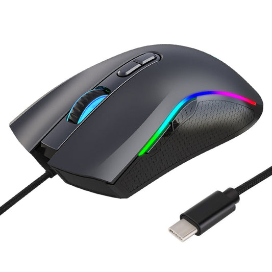 HXSJ A869 Type-C 7200dpi 6-modes Adjustable 7-keys RGB Light Wired Game Mouse My Store