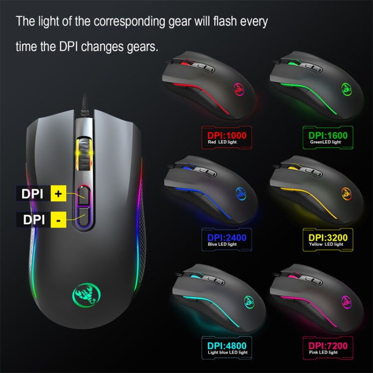 HXSJ A869 Type-C 7200dpi 6-modes Adjustable 7-keys RGB Light Wired Game Mouse My Store