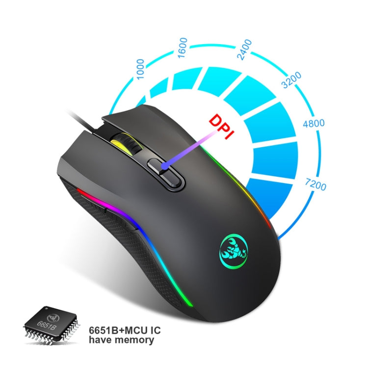 HXSJ A869 Type-C 7200dpi 6-modes Adjustable 7-keys RGB Light Wired Game Mouse My Store