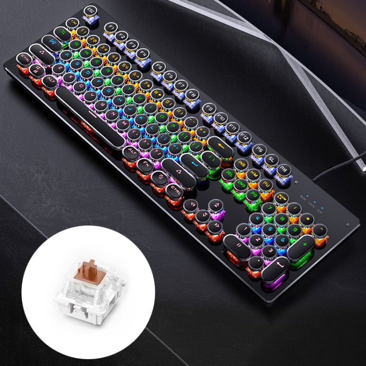 YINDIAO Electroplating Punk Mixed Light USB Mechanical Gaming Wired Keyboard, Tea Shaft My Store