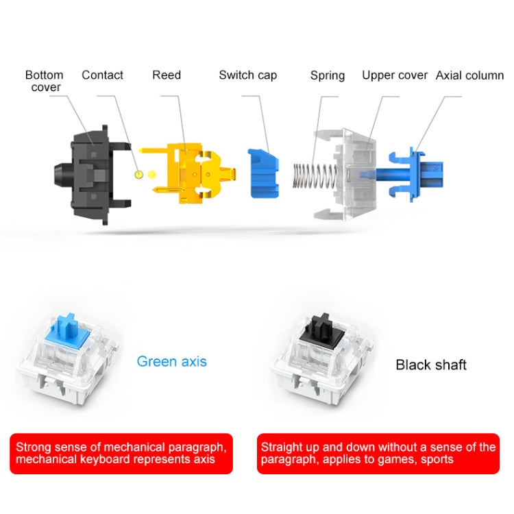 YINDIAO Electroplating Punk Mixed Light USB Mechanical Gaming Wired Keyboard, Tea Shaft My Store