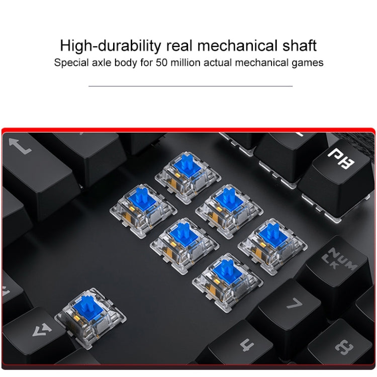 YINDIAO Electroplating Punk Mixed Light USB Mechanical Gaming Wired Keyboard, Tea Shaft My Store